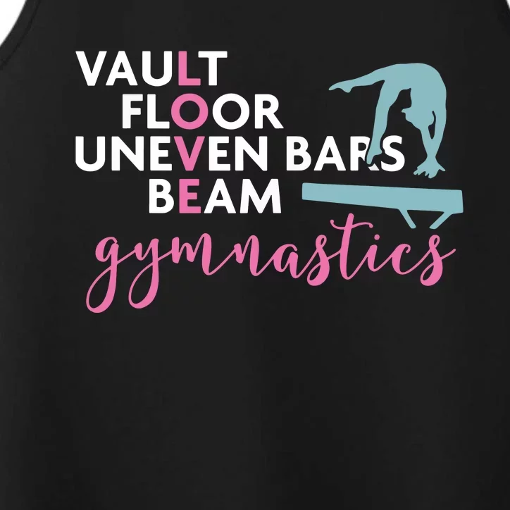 Gymnastics Gift For Girl Love Beam Gymnast Performance Tank