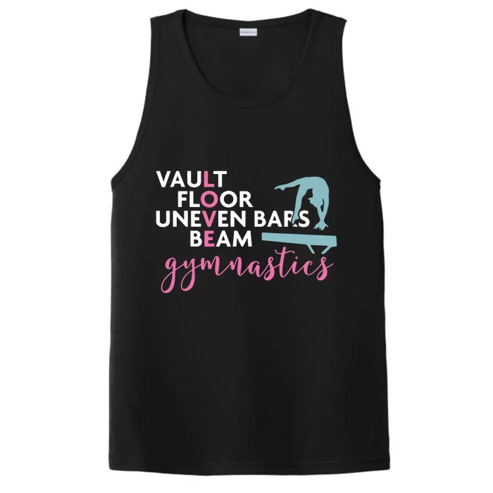 Gymnastics Gift For Girl Love Beam Gymnast Performance Tank