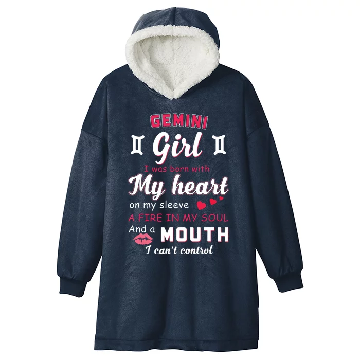 Gemini Girl Funny Quote With Zodiac Sign Birthday Gift Hooded Wearable Blanket