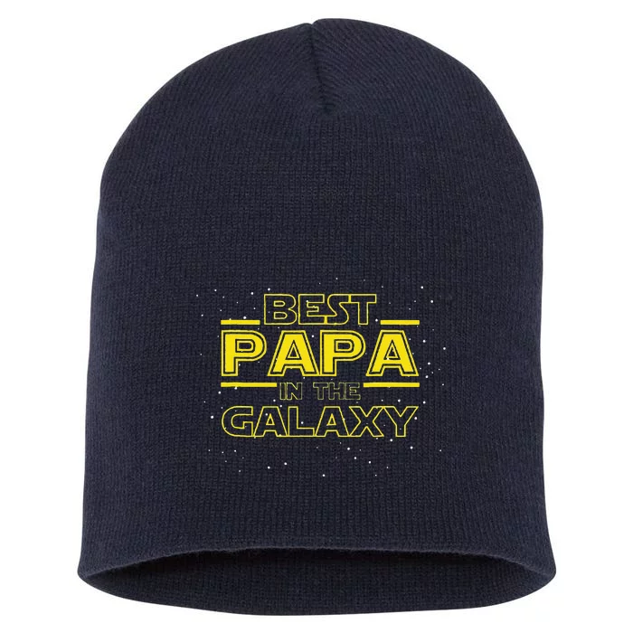 Grandpa Gift For Papa Best Papa In The Galaxy Short Acrylic Beanie