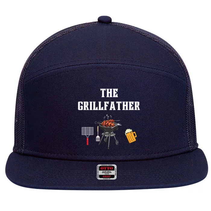 Grillfather Grilling Funny Bbq Meat Dad Grandpa Grill Gift 7 Panel Mesh Trucker Snapback Hat