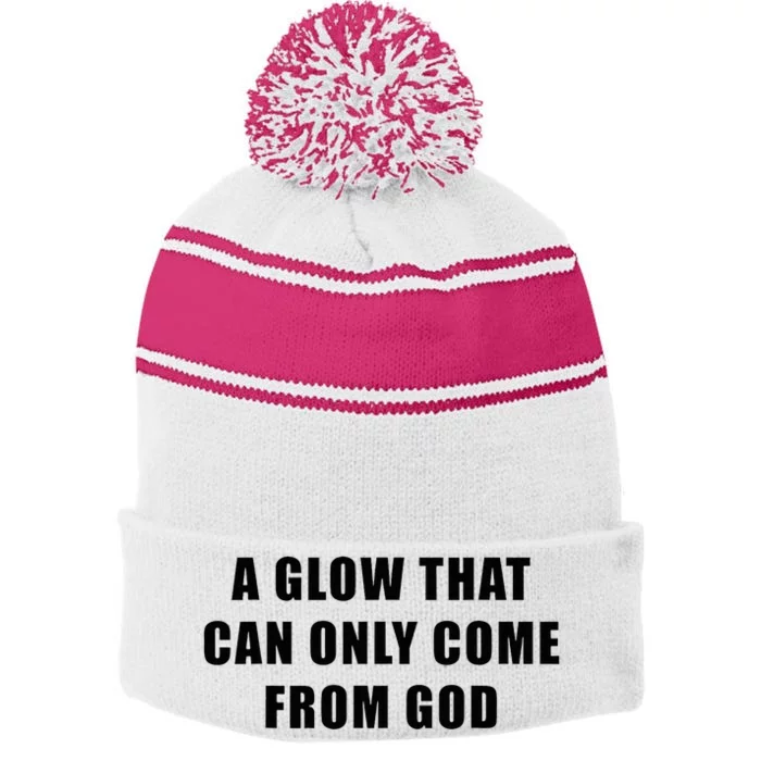 God’S Glow Funny And Inspirational Christian Quote Stripe Pom Pom Beanie