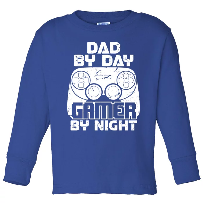 Gaming Games Fathers Day Dad By Day Gamer By Night Gift Toddler Long Sleeve Shirt