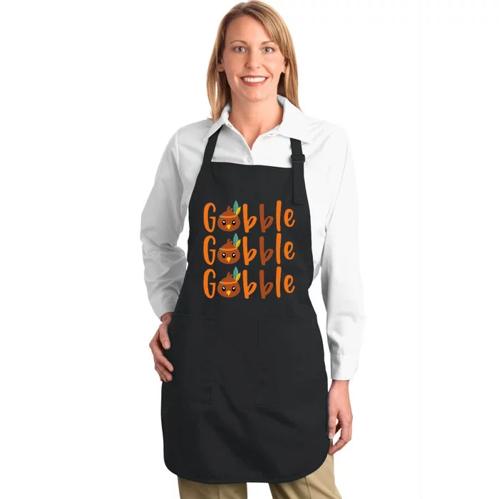 GOBBLE GOBBLE GOBBLE Thanksgiving Full-Length Apron With Pocket