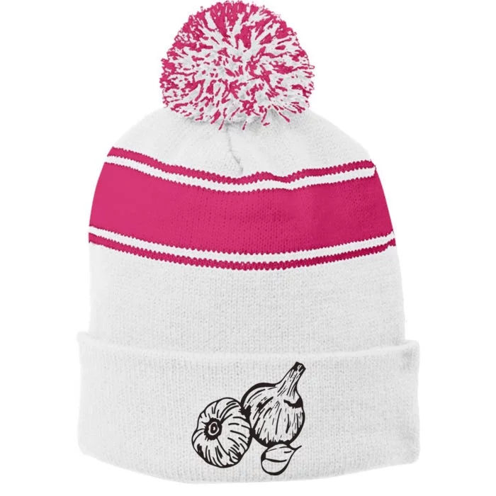 Garlic Garden Gift Stripe Pom Pom Beanie