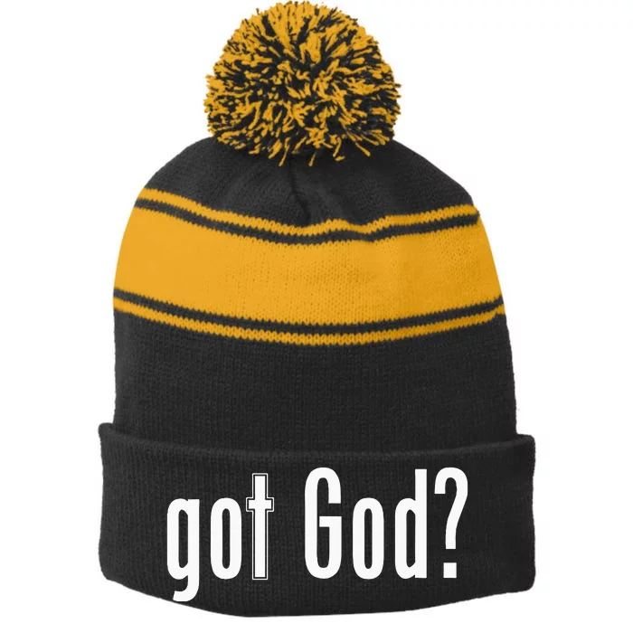 Got God Stripe Pom Pom Beanie