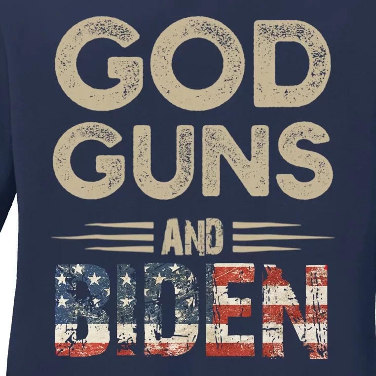 Great Gift God Guns And Biden Ladies Long Sleeve Shirt