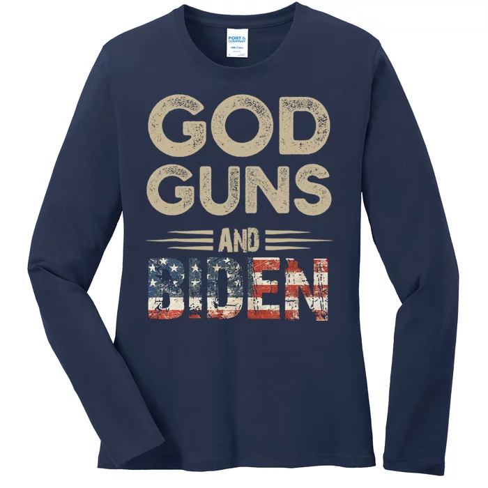 Great Gift God Guns And Biden Ladies Long Sleeve Shirt