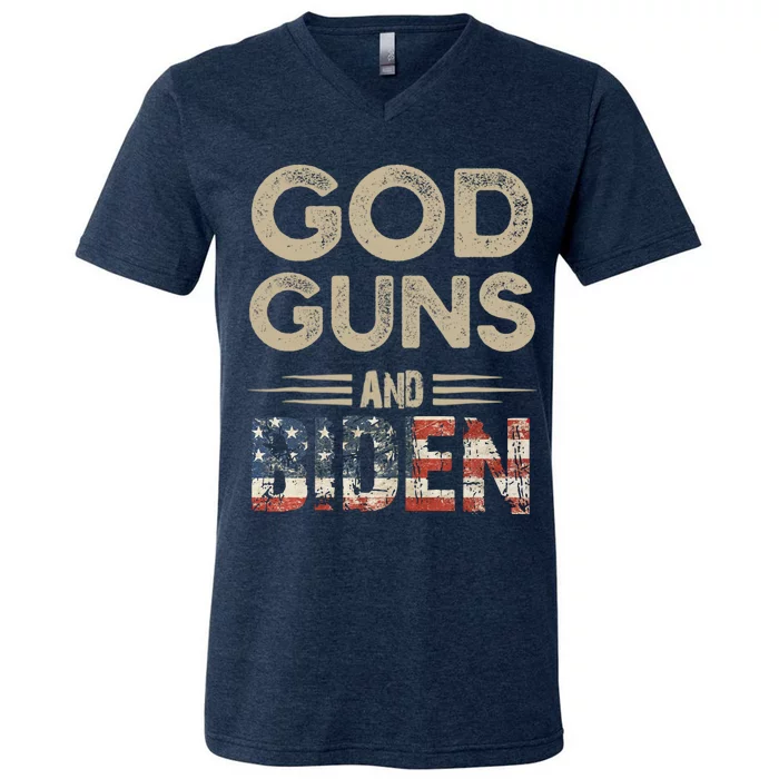 Great Gift God Guns And Biden V-Neck T-Shirt