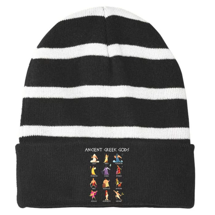 Greek Gods Greek Mythology Ancient Legends Striped Beanie with Solid Band