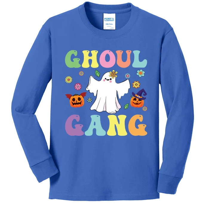 Ghoul Gang Groovy Hey Boo Pumpkin Boo Crew Halloween Retro Funny Gift Kids Long Sleeve Shirt