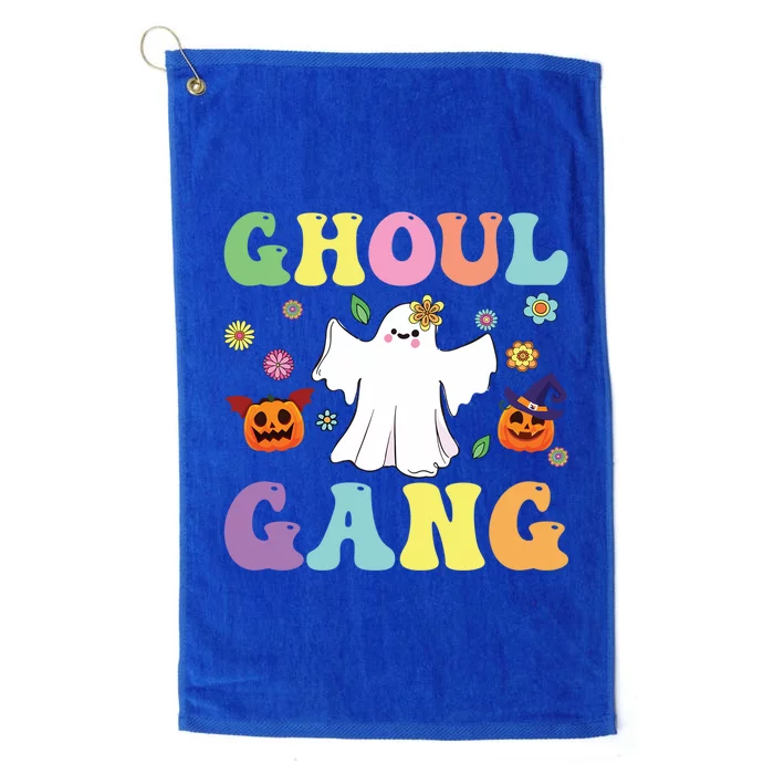 Ghoul Gang Groovy Hey Boo Pumpkin Boo Crew Halloween Retro Funny Gift Platinum Collection Golf Towel