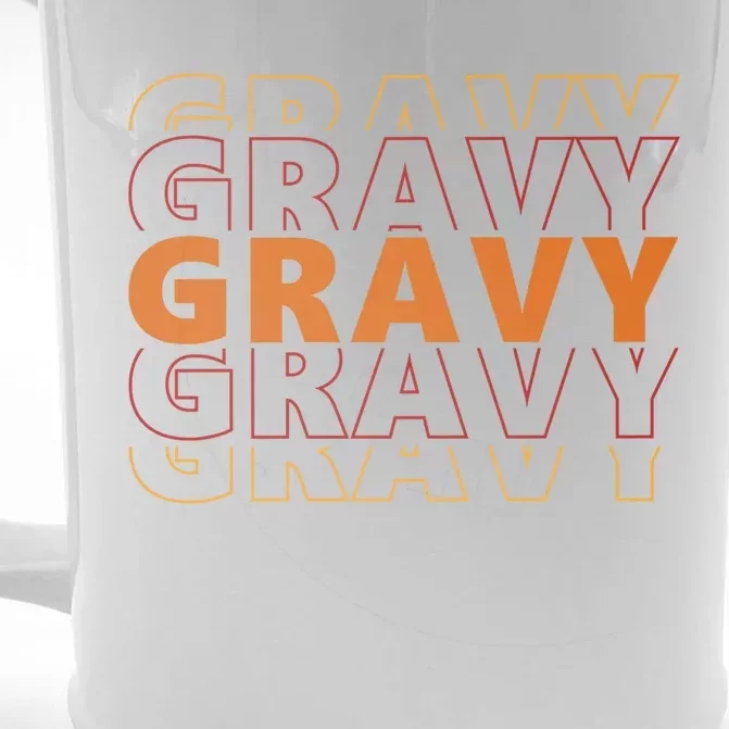 Gravy Gravy Gravy Funny Turkey Pilgrim Design Thanksgiving Cute Gift Front & Back Beer Stein