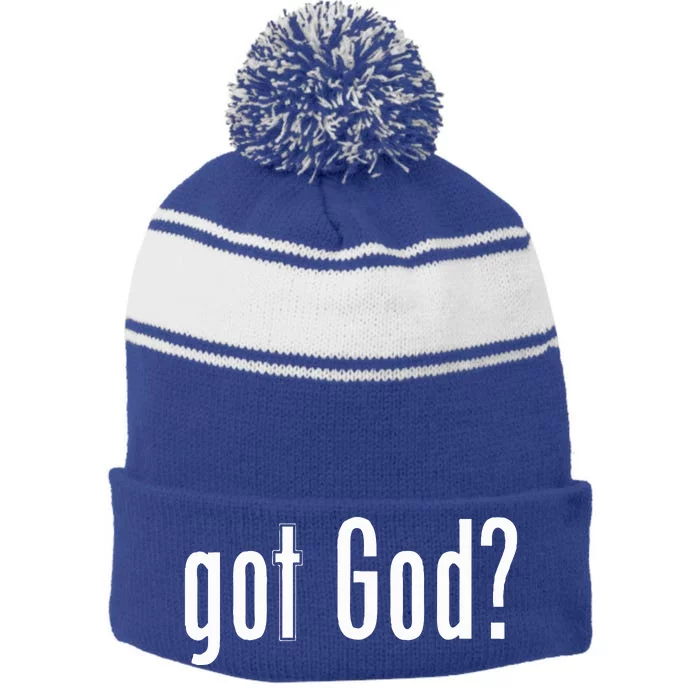 Got God Stripe Pom Pom Beanie