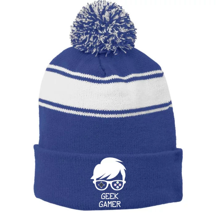 Geek Gamer Gaming Gift For Him Stripe Pom Pom Beanie