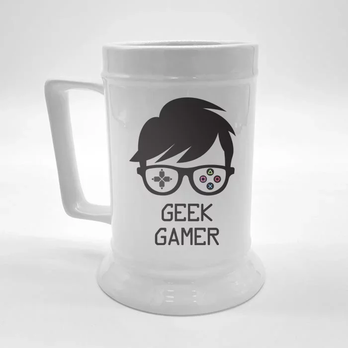 Geek Gamer Gaming Gift For Him Front & Back Beer Stein