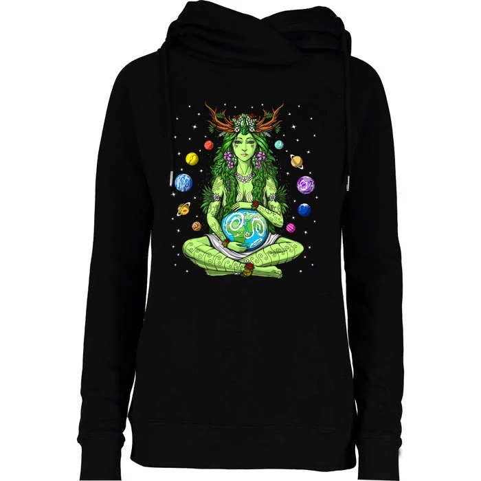 Gaia Greek Goddess Pagan Mother Earth Hippie Nature Witchy Womens Funnel Neck Pullover Hood