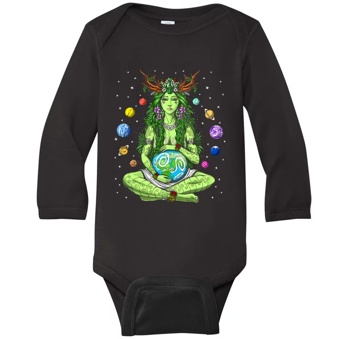 Gaia Greek Goddess Pagan Mother Earth Hippie Nature Witchy Baby Long Sleeve Bodysuit