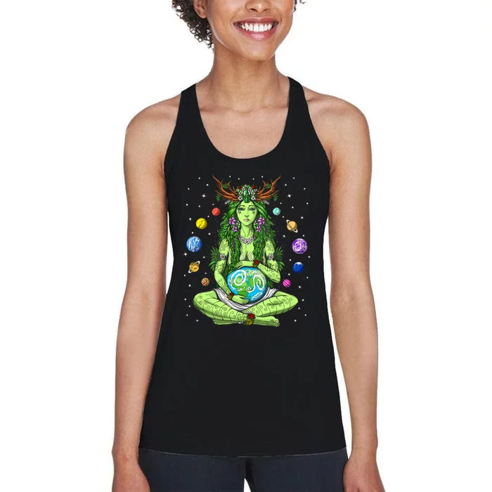 Gaia Greek Goddess Pagan Mother Earth Hippie Nature Witchy Women's Racerback Tank