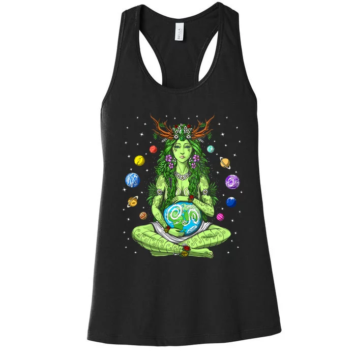 Gaia Greek Goddess Pagan Mother Earth Hippie Nature Witchy Women's Racerback Tank