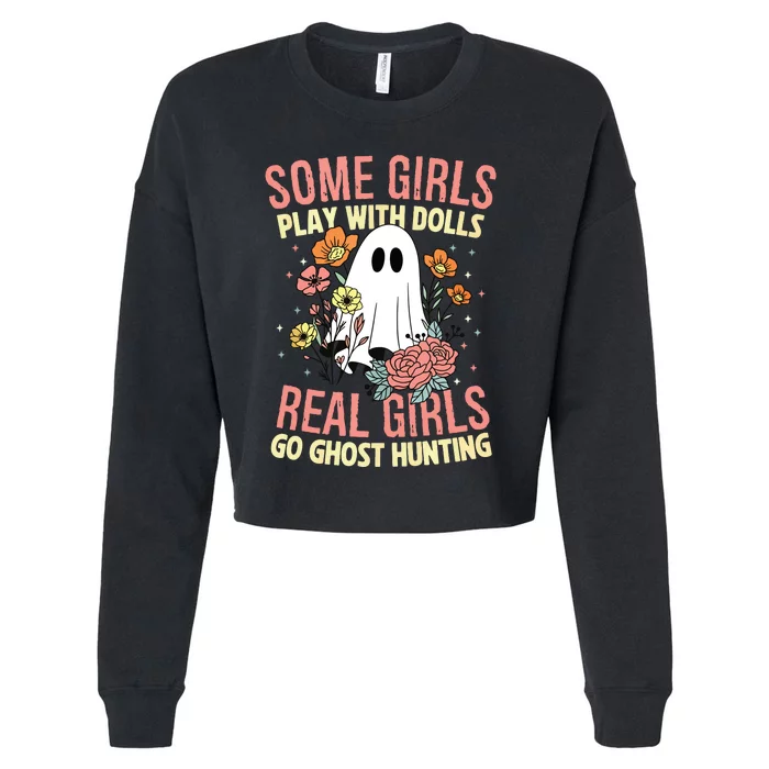 Girl Go Ghost Hunting Paranormal Adventure Ghost Researcher Cropped Pullover Crew