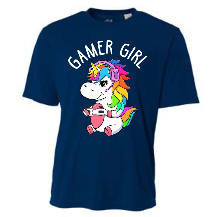 Gamer Girl Gaming Unicorn Cute Video Game Gift Wo Girl Cooling Performance Crew T-Shirt