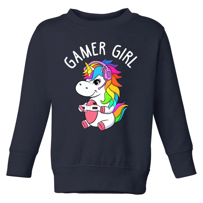 Gamer Girl Gaming Unicorn Cute Video Game Gift Wo Girl Toddler Sweatshirt