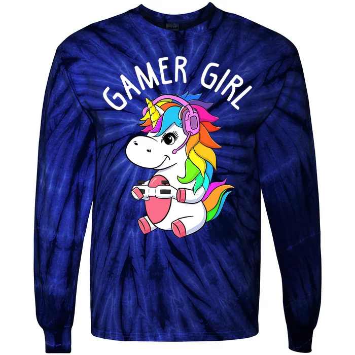 Gamer Girl Gaming Unicorn Cute Video Game Gift Wo Girl Tie-Dye Long Sleeve Shirt