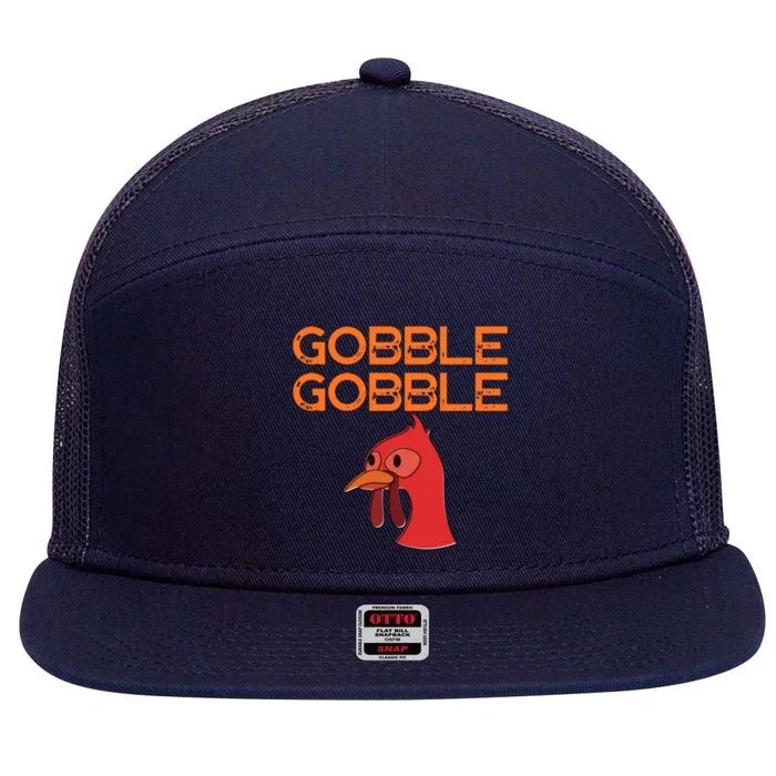 Gobble Gobble Gobble Thanksgiving Turkey 7 Panel Mesh Trucker Snapback Hat