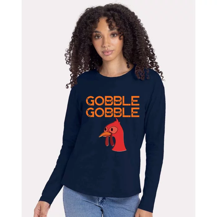 Gobble Gobble Gobble Thanksgiving Turkey Womens Cotton Relaxed Long Sleeve T-Shirt