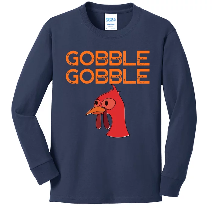 Gobble Gobble Gobble Thanksgiving Turkey Kids Long Sleeve Shirt