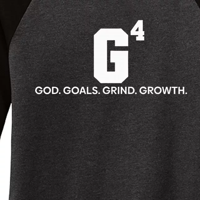 G4 God Goals Grind Growth Funny Christian Women's Tri-Blend 3/4-Sleeve Raglan Shirt