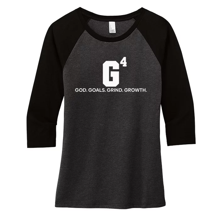 G4 God Goals Grind Growth Funny Christian Women's Tri-Blend 3/4-Sleeve Raglan Shirt