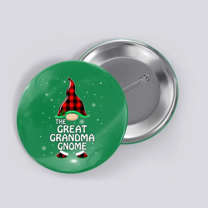 Great Grandma Gnome Buffalo Plaid Matching Family Christmas Button