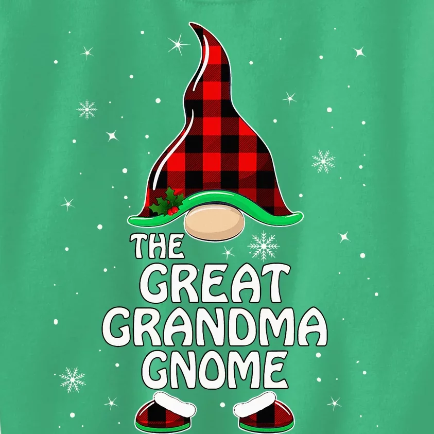 Great Grandma Gnome Buffalo Plaid Matching Family Christmas Kids Sweatshirt