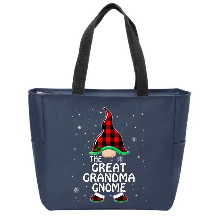 Great Grandma Gnome Buffalo Plaid Matching Family Christmas Zip Tote Bag