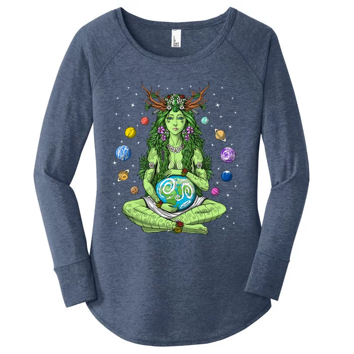 Gaia Greek Goddess Pagan Mother Earth Hippie Nature Witchy Cool Gift Women's Perfect Tri Tunic Long Sleeve Shirt