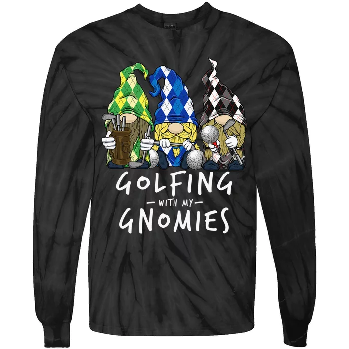 Garden gnome golf lover golfing retirement sarcastic joke Tie-Dye Long Sleeve Shirt