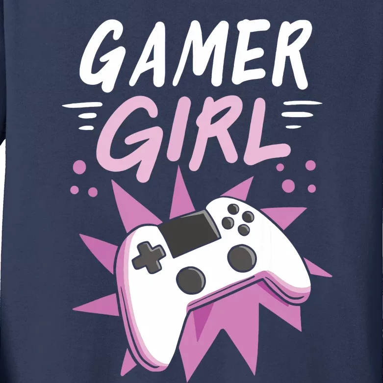 Gamer Girl Gaming Streaming Video Games Gift Kids Long Sleeve Shirt