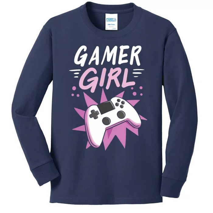 Gamer Girl Gaming Streaming Video Games Gift Kids Long Sleeve Shirt