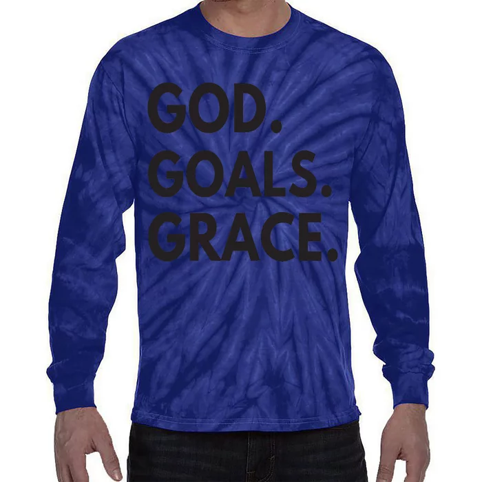 God Goals Grace, Christian Faith Lover Religious Christian Tie-Dye Long Sleeve Shirt