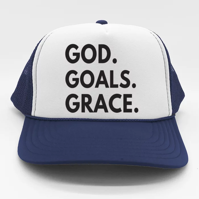 God Goals Grace, Christian Faith Lover Religious Christian Trucker Hat