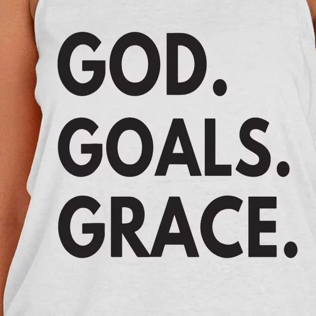 God Goals Grace, Christian Faith Lover Religious Christian Women's Knotted Racerback Tank