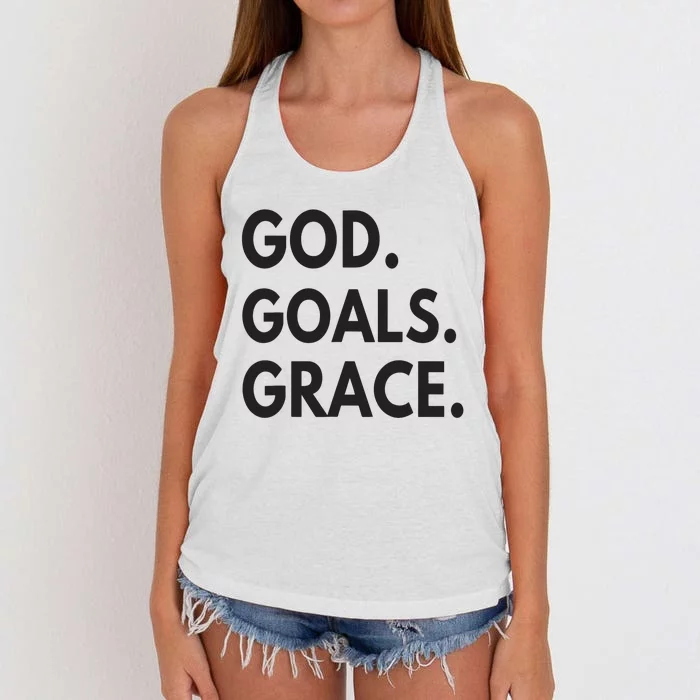 God Goals Grace, Christian Faith Lover Religious Christian Women's Knotted Racerback Tank