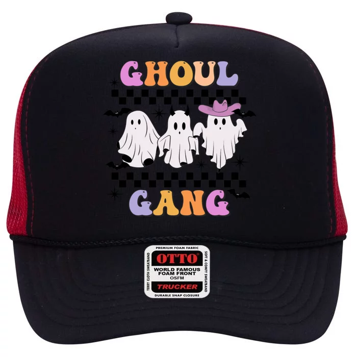 Groovy Ghoul Gang Cute Ghost Spooky Boo Crew Funny Halloween Cute Gift High Crown Mesh Trucker Hat