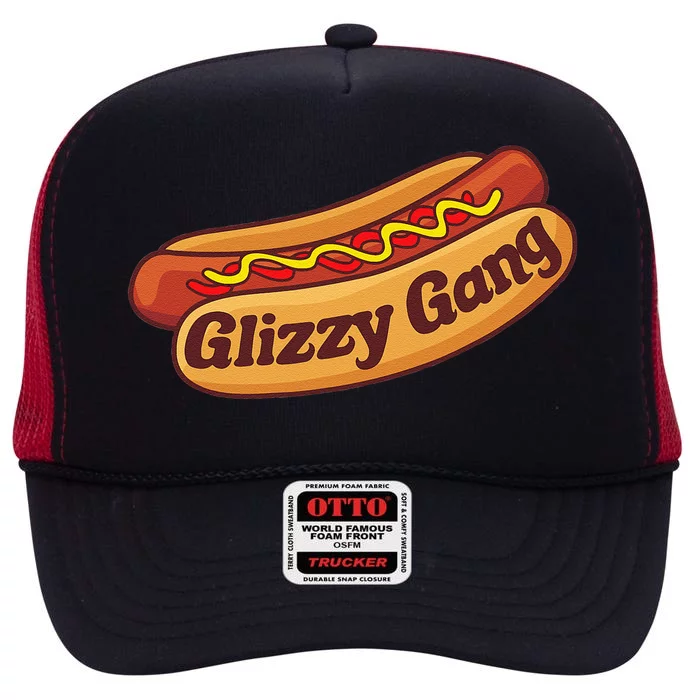 Glizzy Gang Gladiator Gobbler Funny Hot Dog High Crown Mesh Trucker Hat