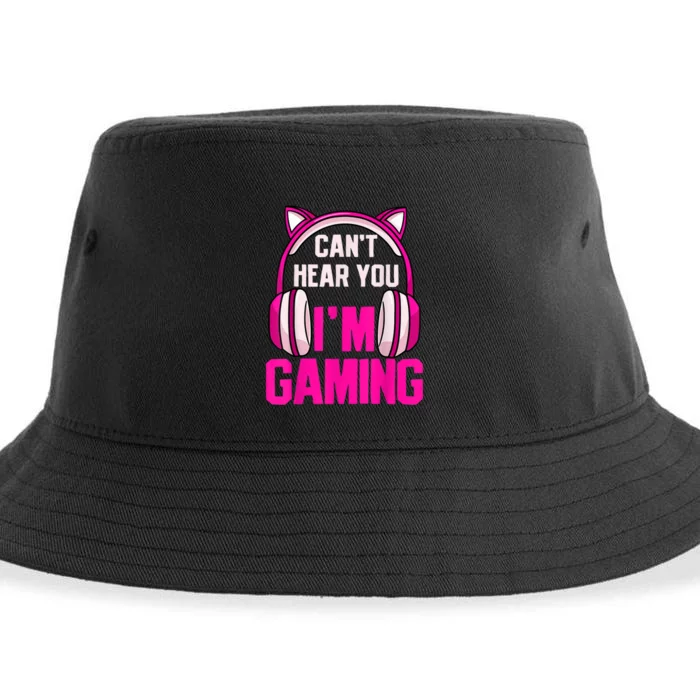 Gamer Girl Gaming I Can't Hear You I'm Gaming Video Games Sustainable Bucket Hat