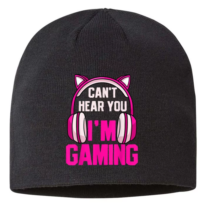 Gamer Girl Gaming I Can't Hear You I'm Gaming Video Games 8 1/2in Sustainable Knit Beanie