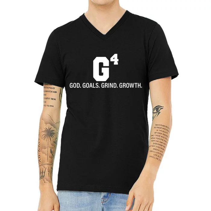 God Goals Grind Growth V-Neck T-Shirt