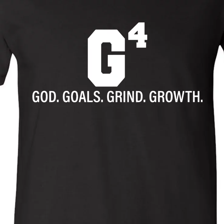 God Goals Grind Growth V-Neck T-Shirt